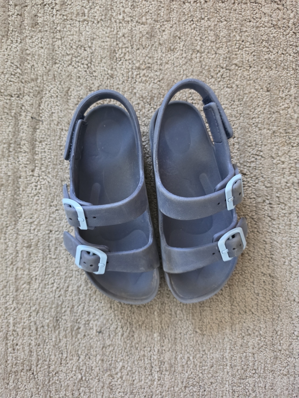 Kids Adjustable Blue Double-Buckle Sandals - Birk Look Alike